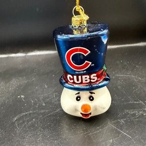 CHICAGO CUBS Glass Christmas Ornament MLB Baseball Snowman